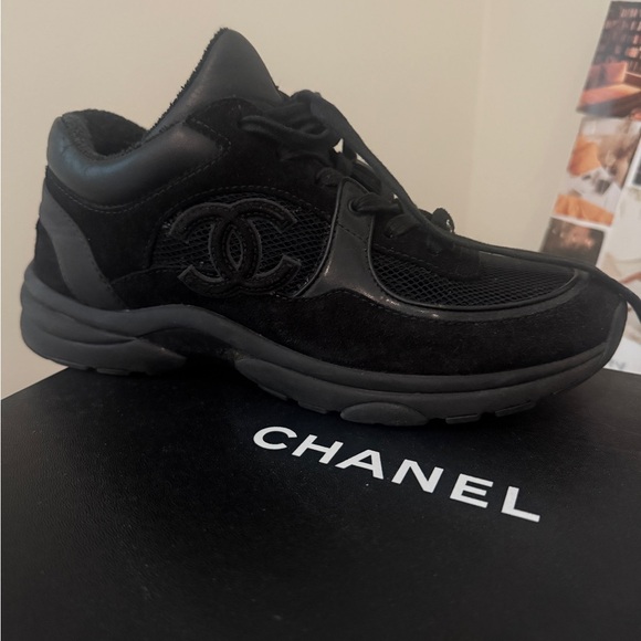 CHANEL Men's Black Mesh Sneakers - Picture 2 of 2